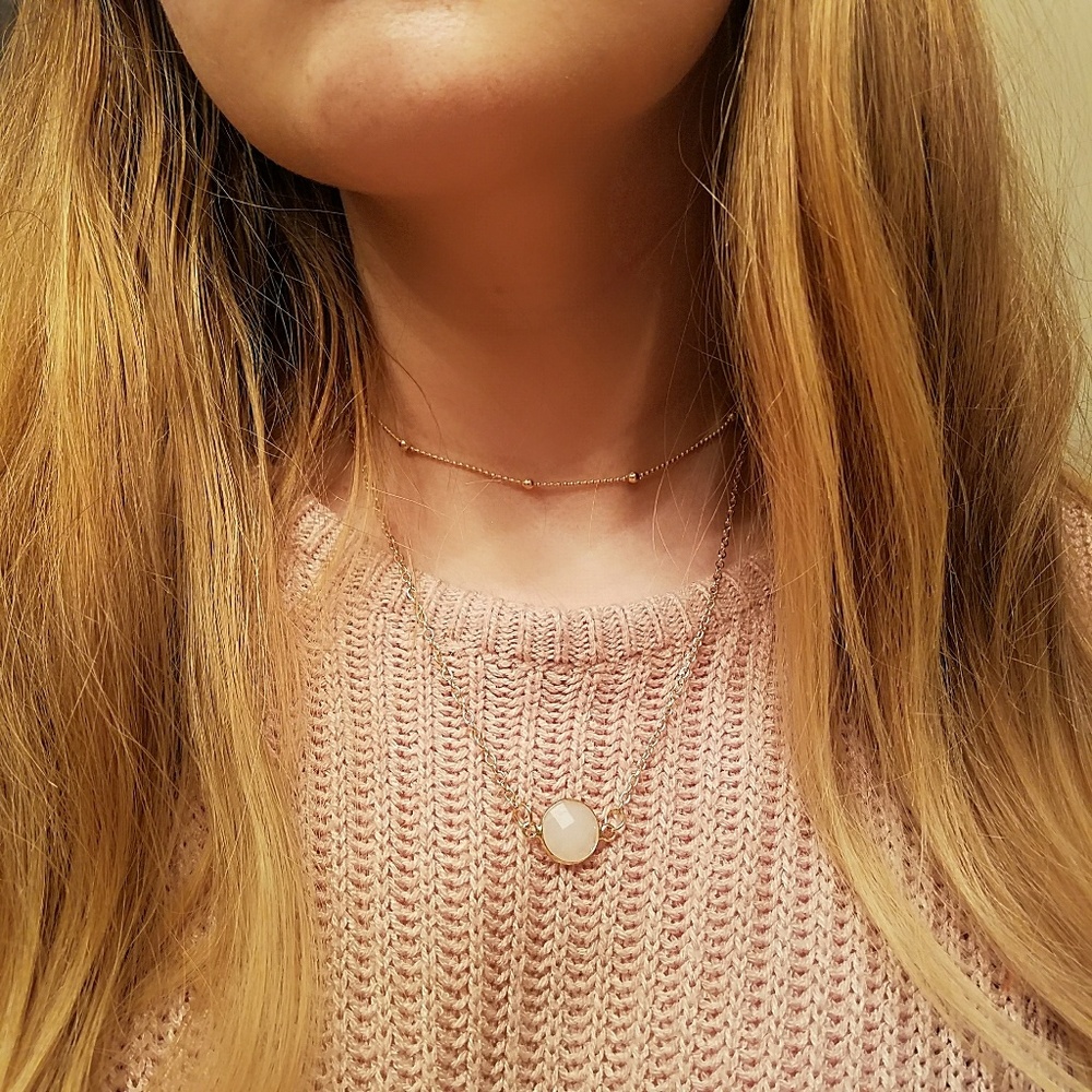 White crystal layered choker